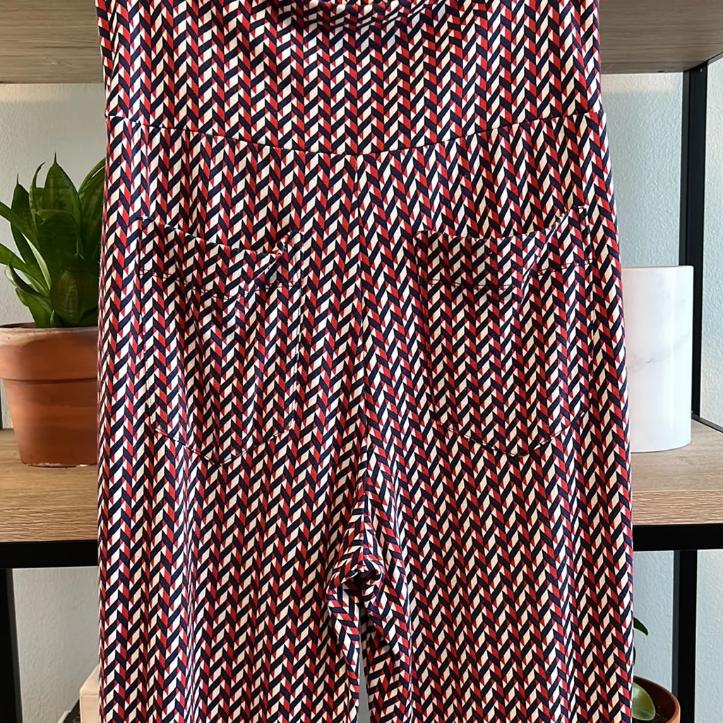 CAbi 5677 High Rise Geometric Chevron Print Wide Leg Stretchy Jersey Knit Pant S - Image 8