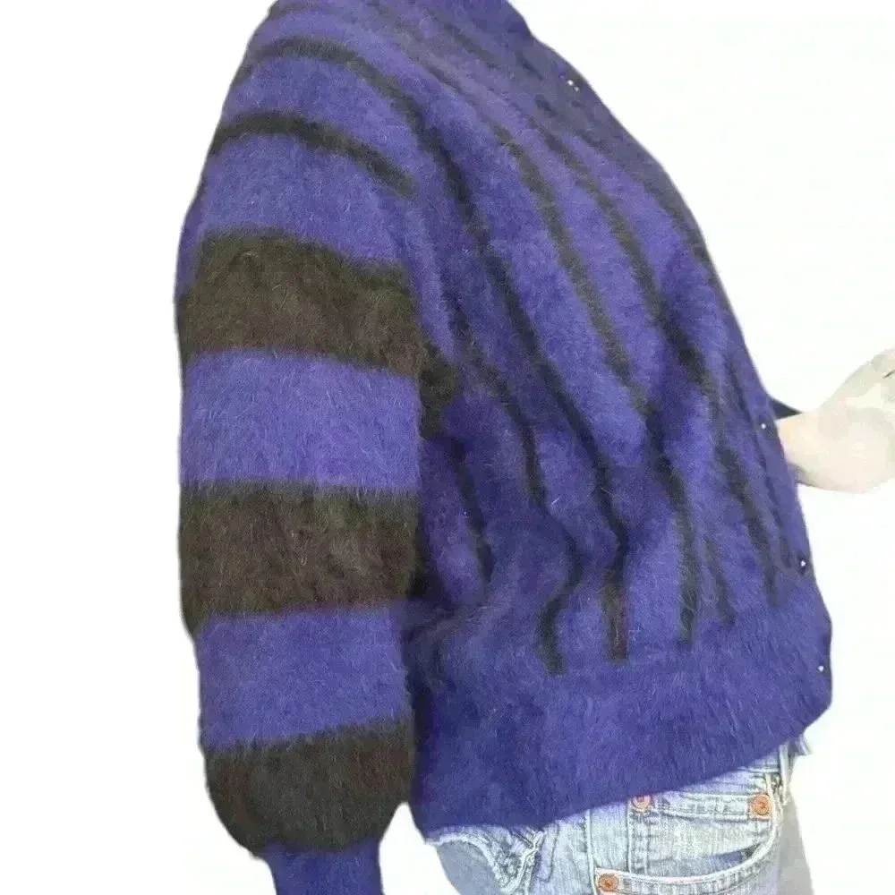 Unbranded 80s vintage purple mohair coat winter cardigan. Size M - Image 4