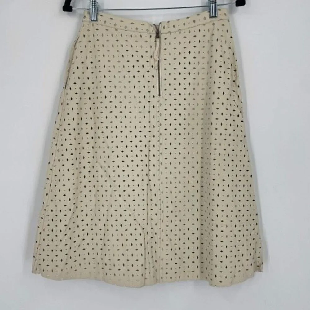 HD in Paris Womens Faux Leather Lined Cut-Outs Swing‎ A-Line Skirt Beige Size 2 - Image 2