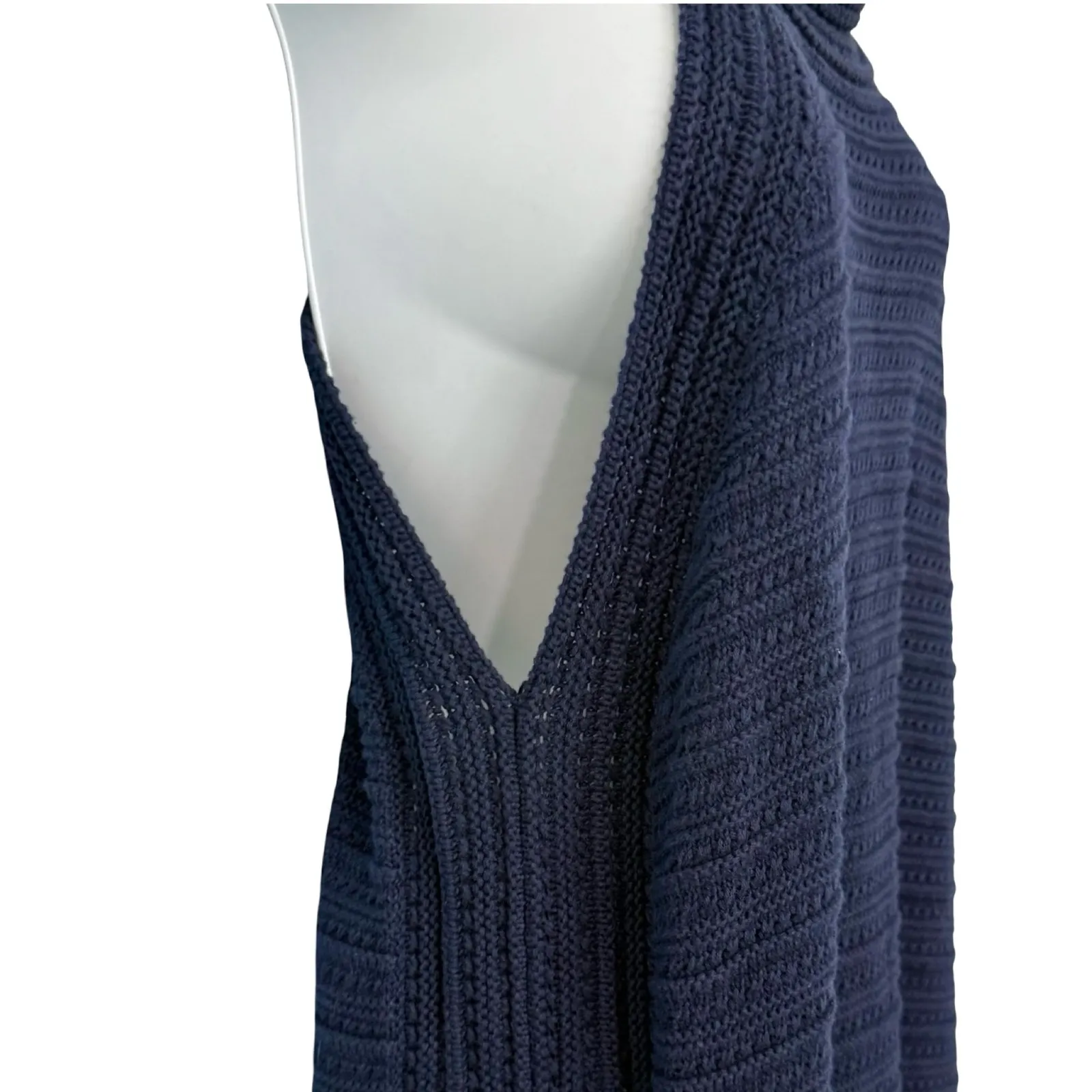 Gap Navy Blue Crochet Mini Halter Button Back Trapeze Dress size XL NEW Tags - Image 9