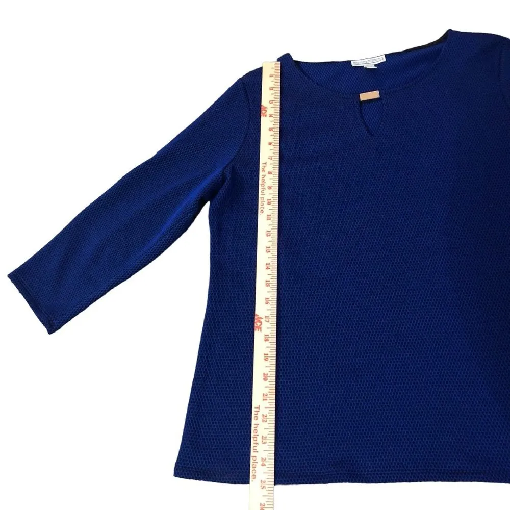 Dana Buchman Blouse Womens L Used Blue Black - Image 7