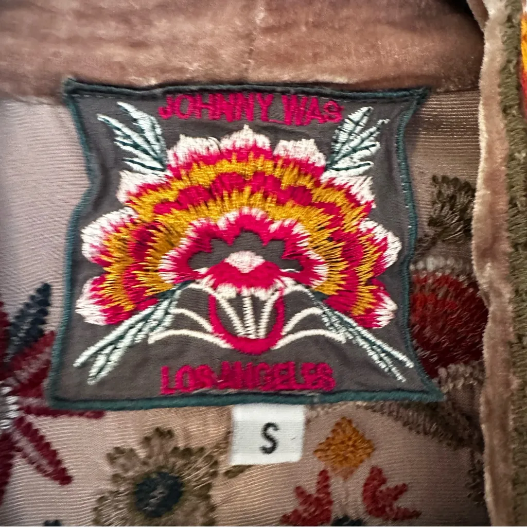 Johnny Was Meri Velvet Silk Blend Floral Embroidered Open Front Topper Small - Image 6