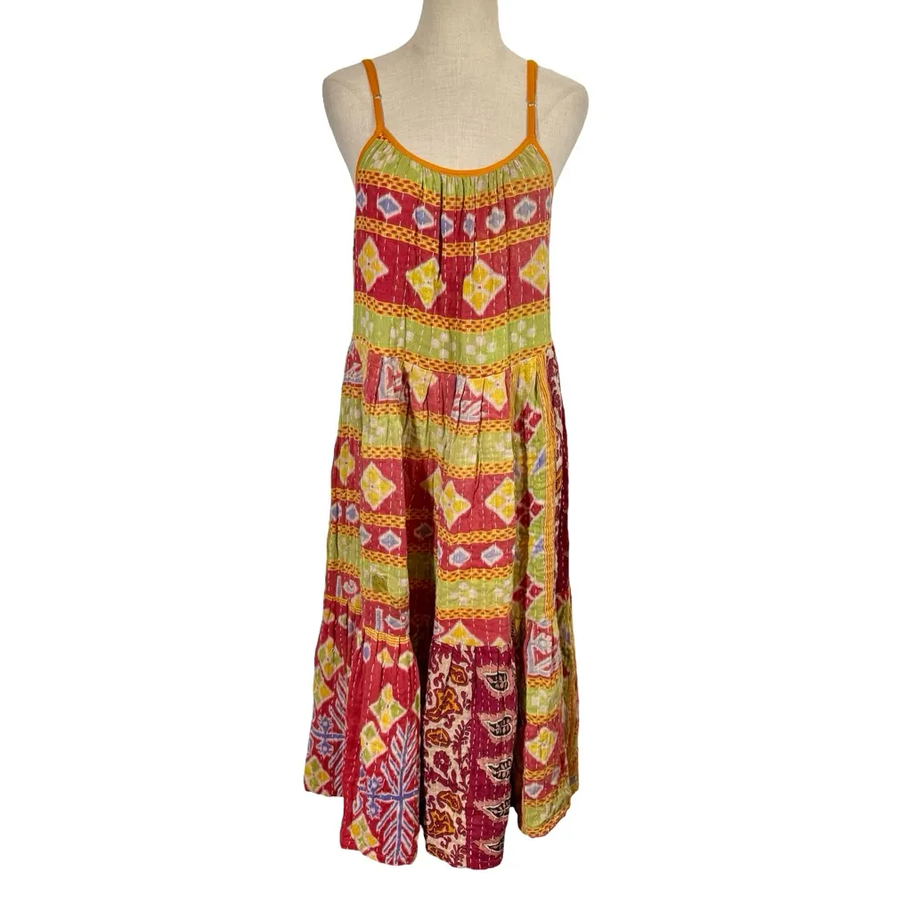 Handmade 5 Piece Bundle:  Kantha Midi Dresses, Maxi Skirt, Pants Patchwork Boho - Image 15