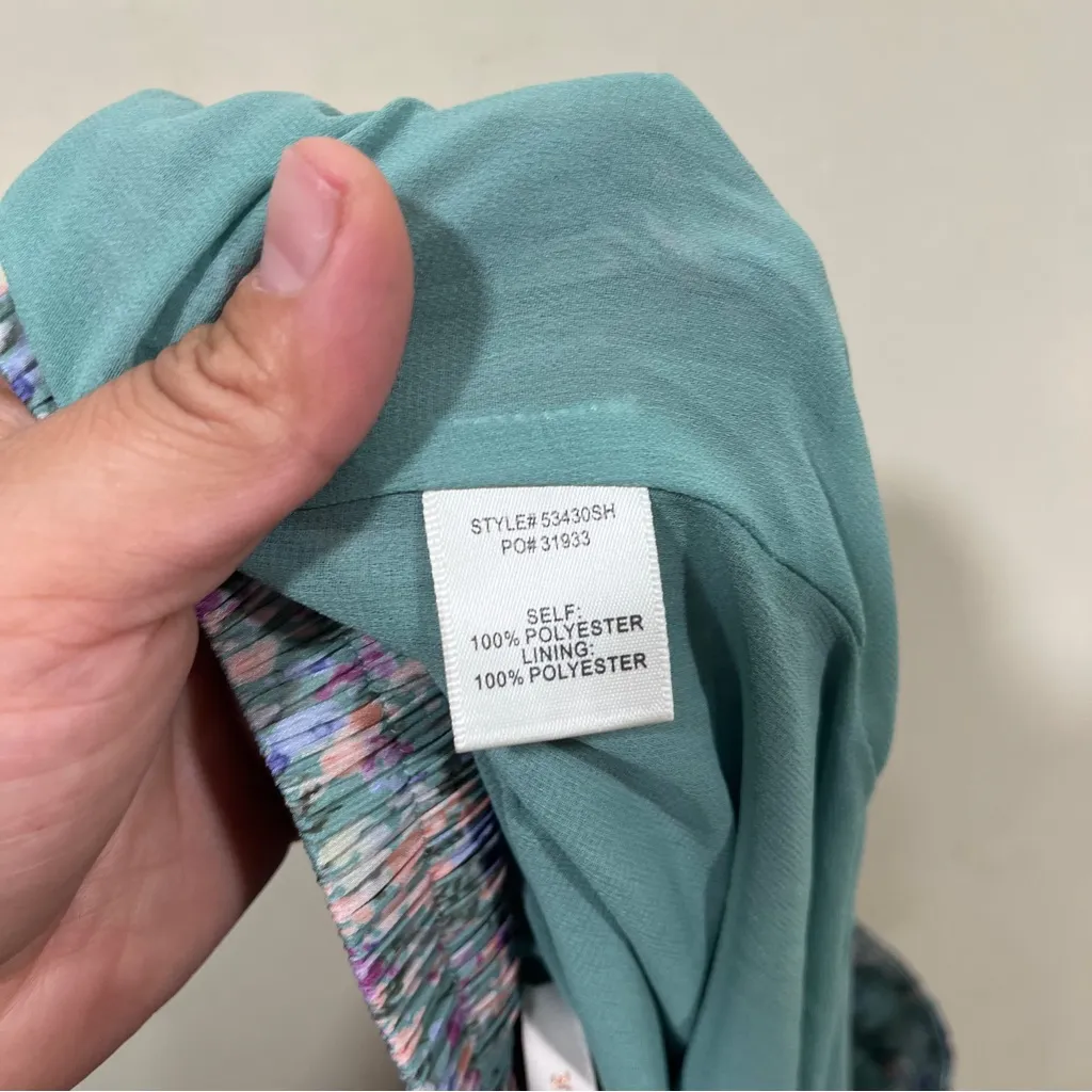 NWT Skies Are Blue Floral Midi Skirt Pink Blue  Tiered Layered Size MP - Image 7