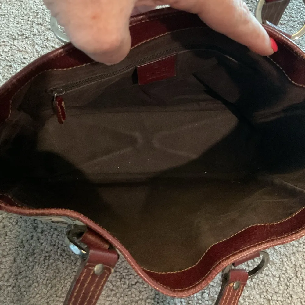 Vintage Monogram GG Canvas Brown Leather Tote Bag Shoulder Purse 2123 - Image 5