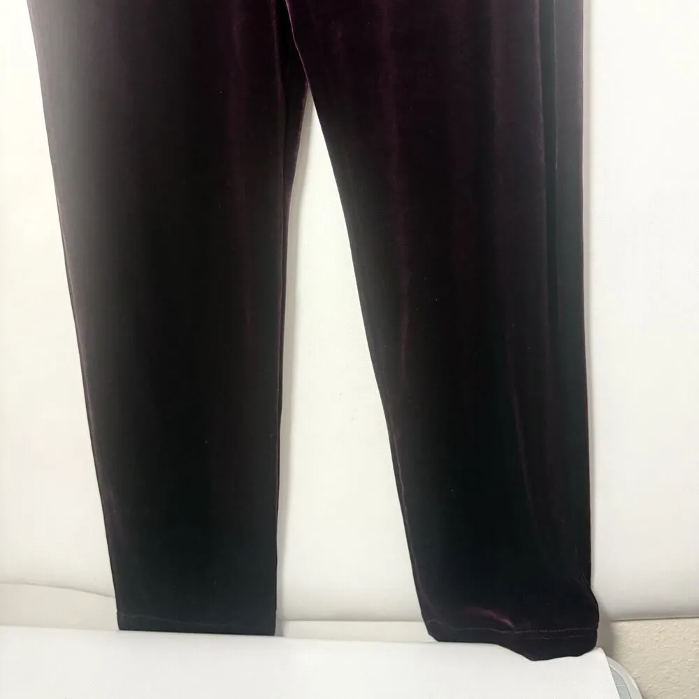 Bechamel Burgandy Velvet Velour Elastic Waist Straight Leg Pull - Image 5
