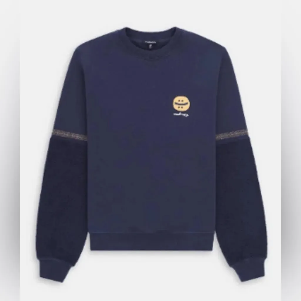 NWOT Madhappy Reverse Sleeve Fleece Crewneck - navy - small RARE Synergy capsule - Image 3