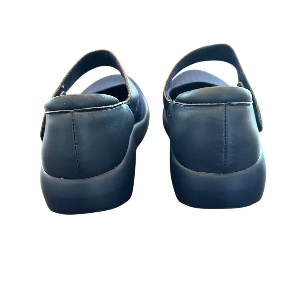 Alegria Navy Knit & Faux Leather Mary Jane Sneakers Size 38 Flats Comfort Shoes - Image 5