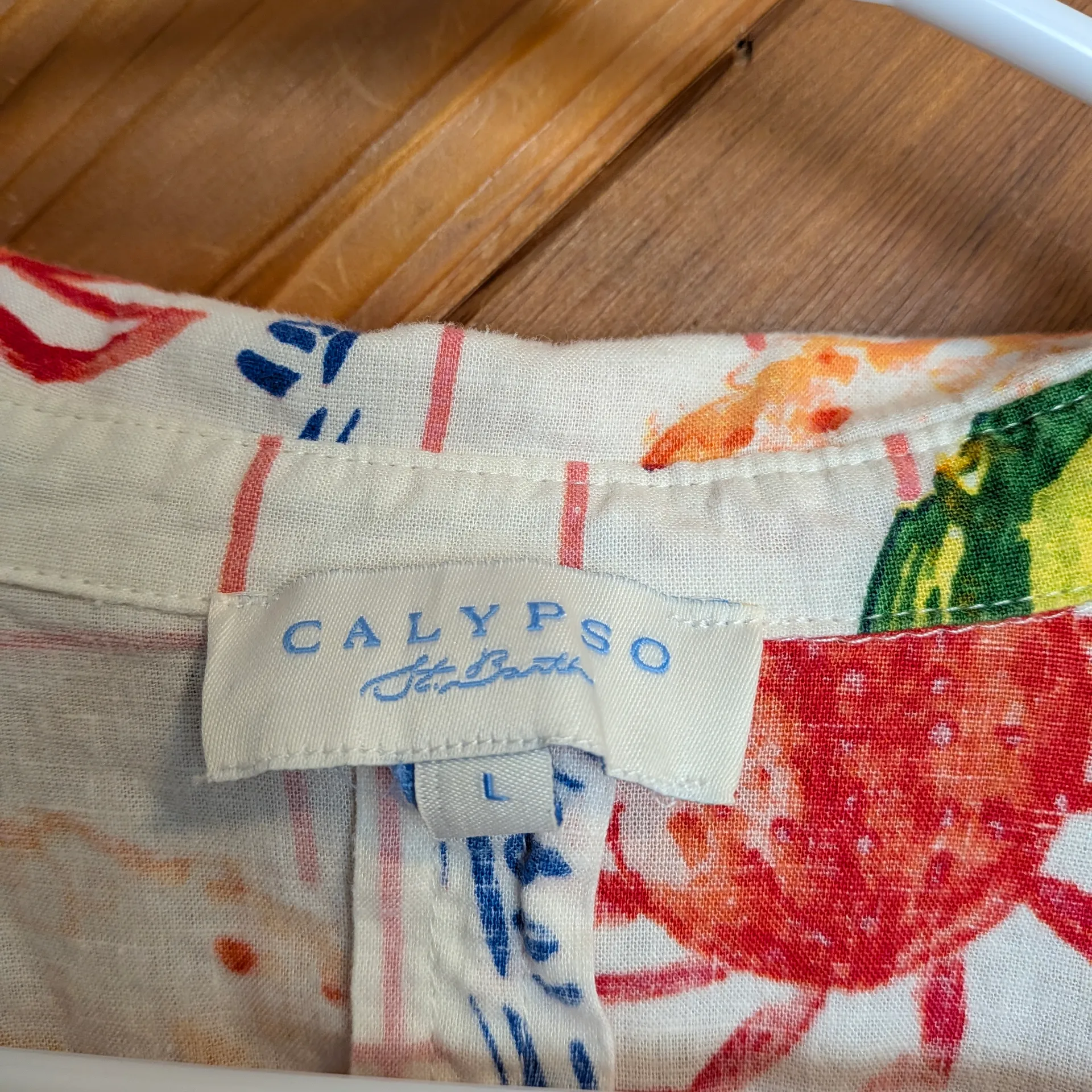 Calypso St. Barth Multicolor Seafood Print Shirt Size Large - Image 2