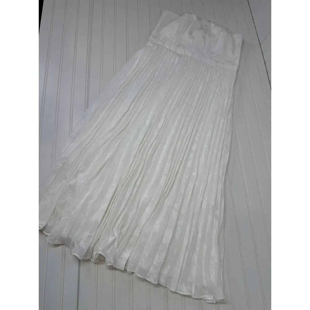 NWOT  Perfectly Stunning Ivory Jacquard Strapless Midi Dress Wedding Size L - Image 2