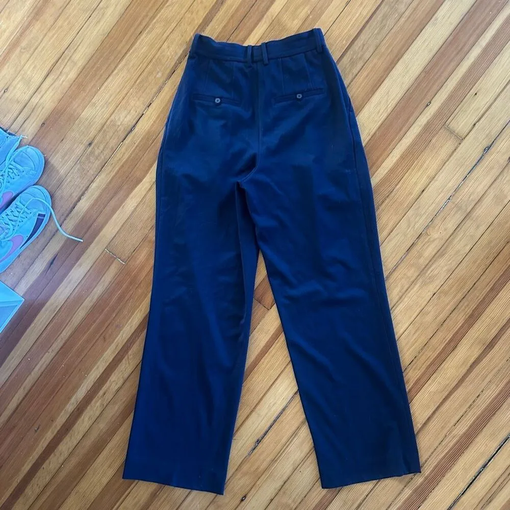 STAUD Luisa Straight Leg Trouser Pants in Navy Blue Size 4 - Image 4