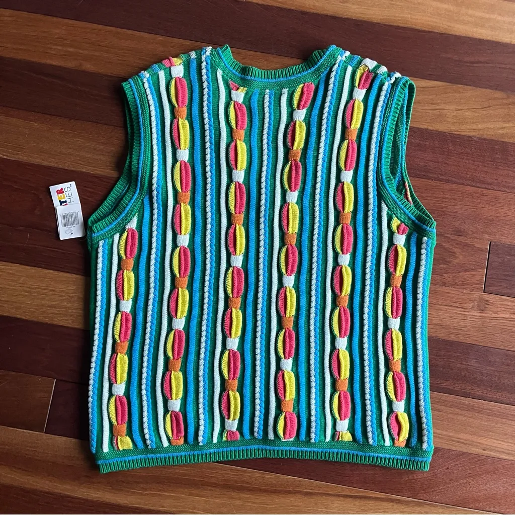 VINTAGE NWT SWEATER VEST Blue Size L - Image 6