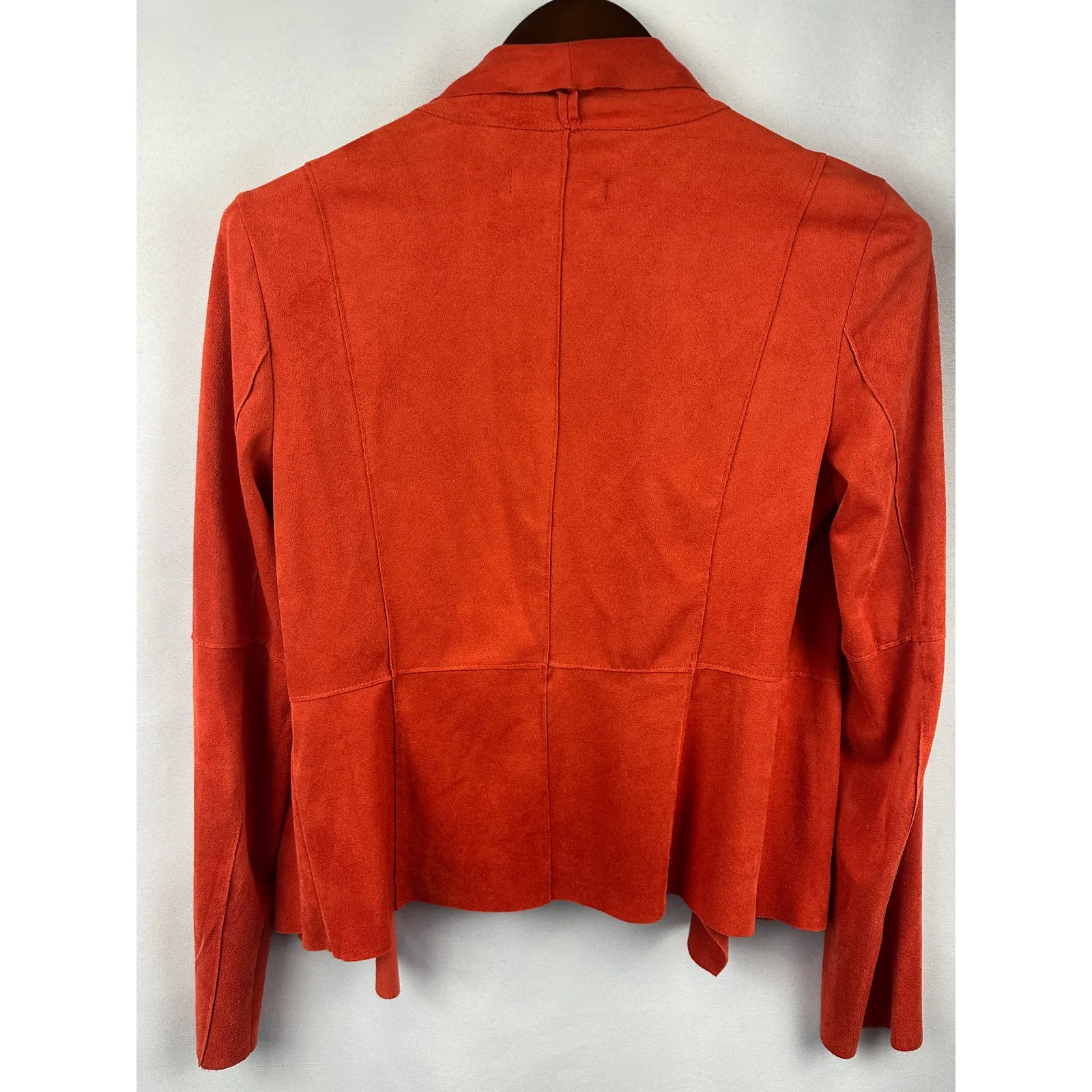 Women’s Bagatelle Collection Orange Faux Suede Drape Cardigan Size Small - Image 2
