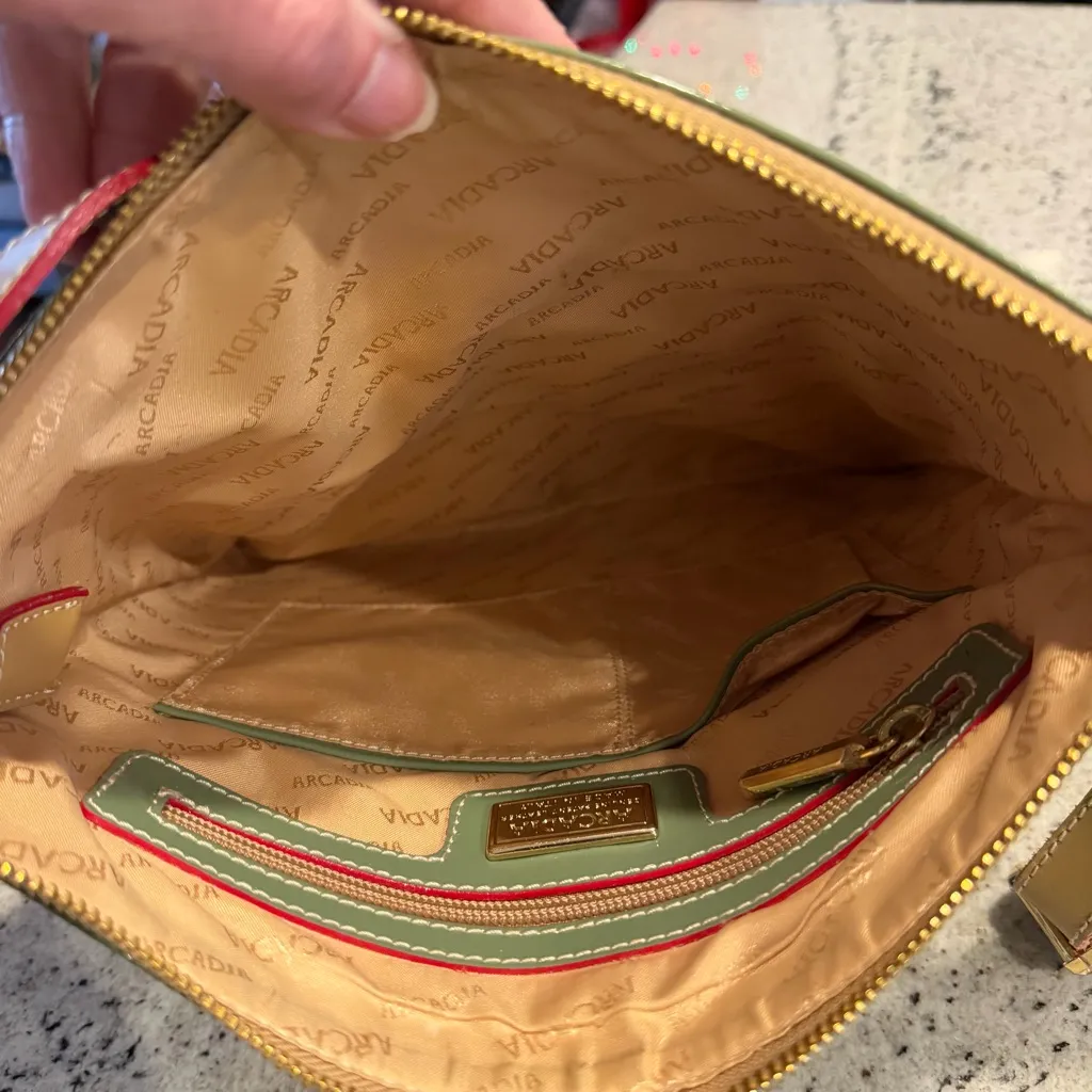 Stylish Arcadia Sage Green Patent Leather Crossbody Bag Adjustable Strap - Image 6