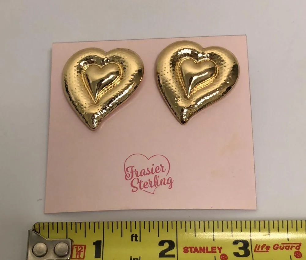 FRASIER STERLING nwt gold Praque Heart Shaped Earrings - Image 4