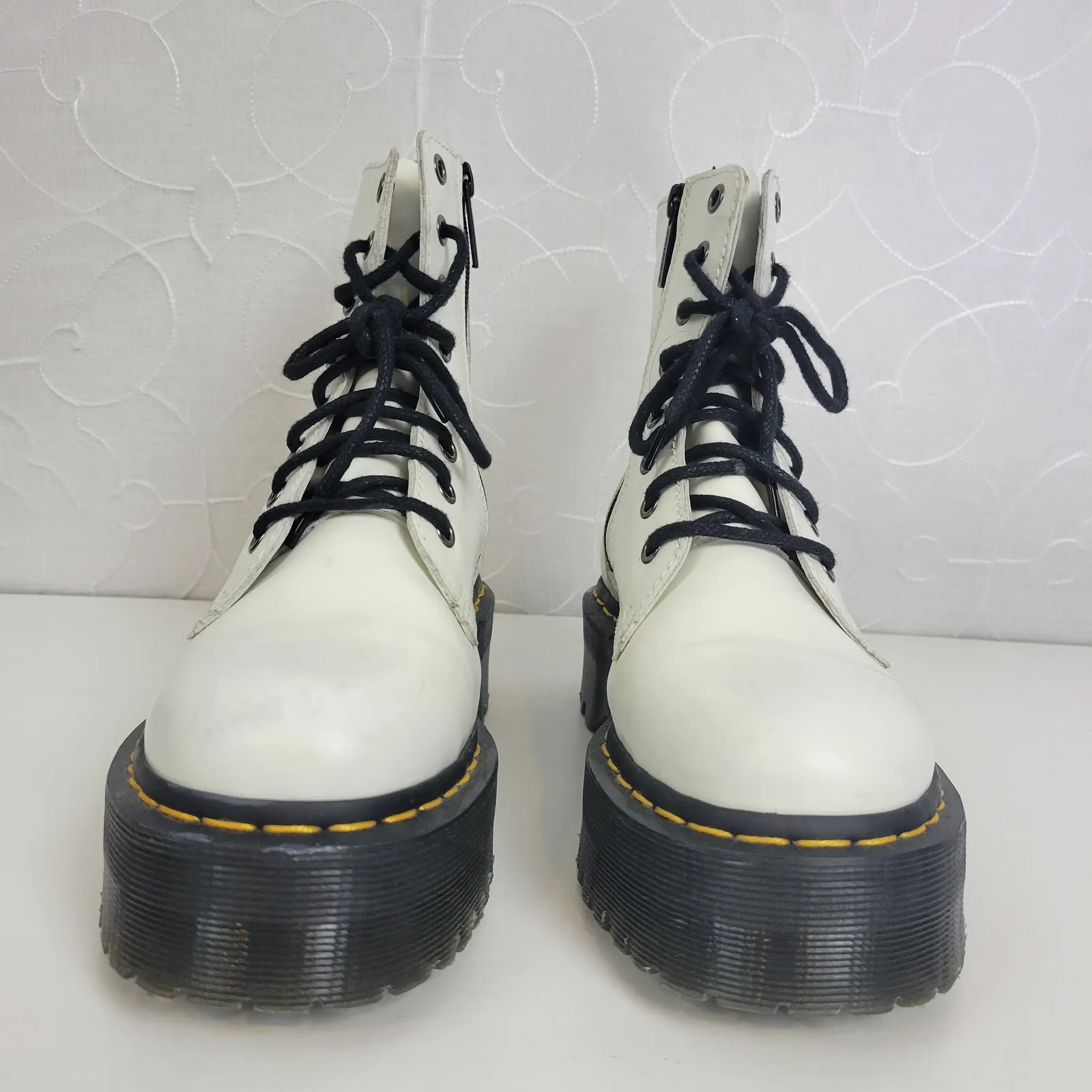 Doc Martens Womens Shoes Size 6 White Round Toe High Platform Side Zip‎ Boots - Image 8