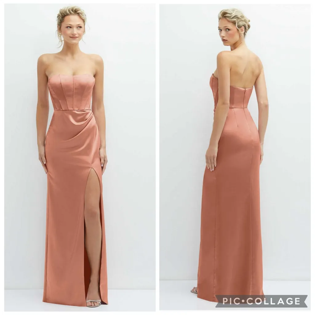 AFter Six 6888 Strapless Corset Satin Gown‎ Copper Penny 4 - Image 2