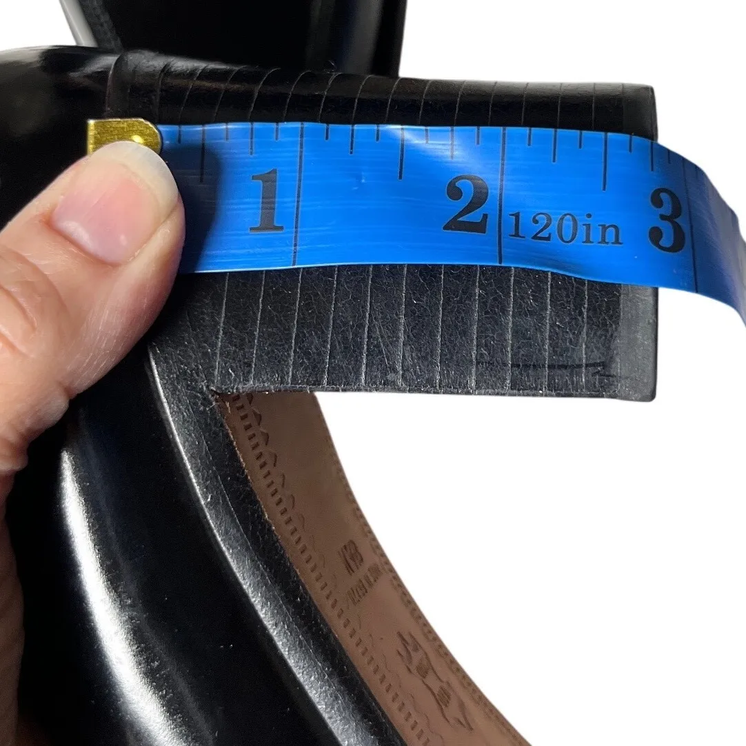 Franco Sarto Black Leather High Vamp Loafer Heels‎ Women's 8.5M Made in Brazil - Image 7