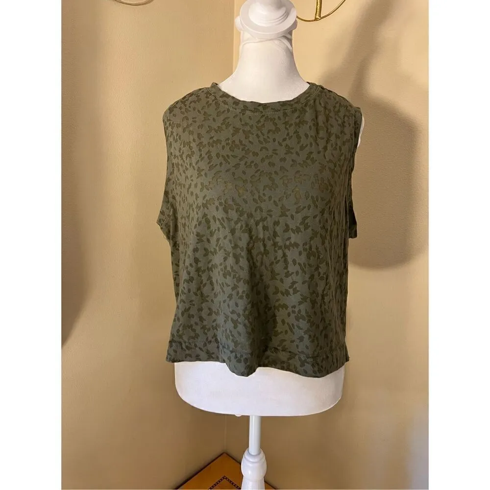 All In Motion Olive Green Burnout Fabric Pattern Cropped Tank Women's XL - Image 8