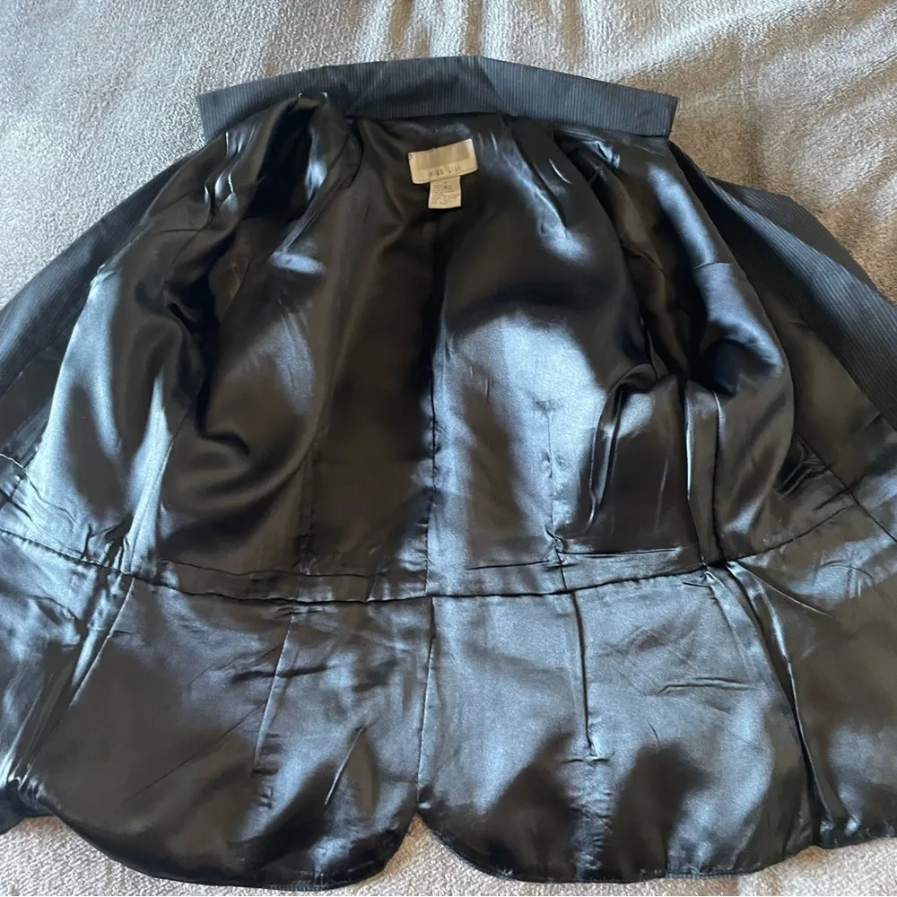 Miss LiLi Pin Stripe 3/4 Sleeve Fitted Office Siren Y2K Blazer Jacket Small Black - Image 4