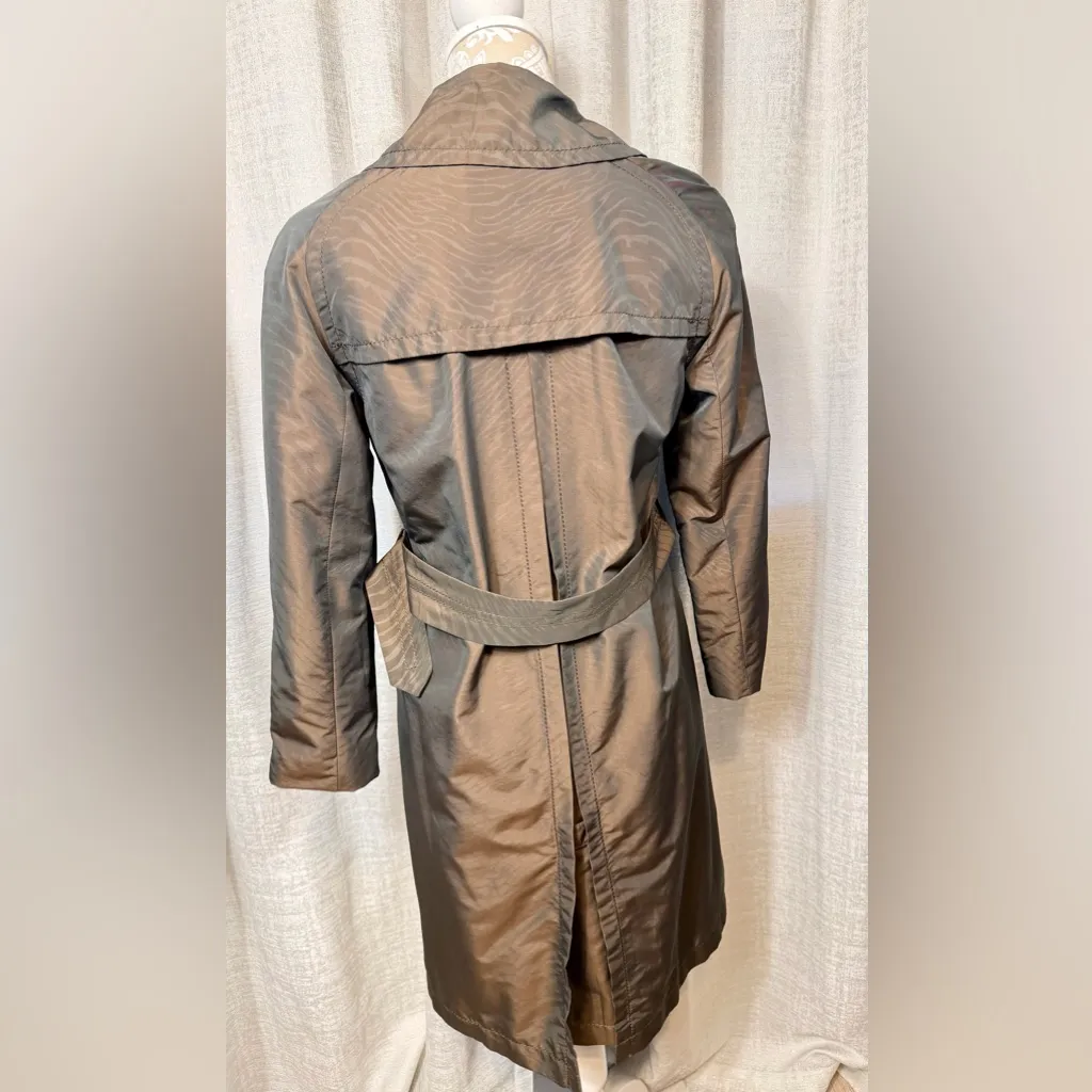 Via Spiga Brown Zebra Jacquard Trench Coat XS Belted Lightweight Size 16 - Image 5