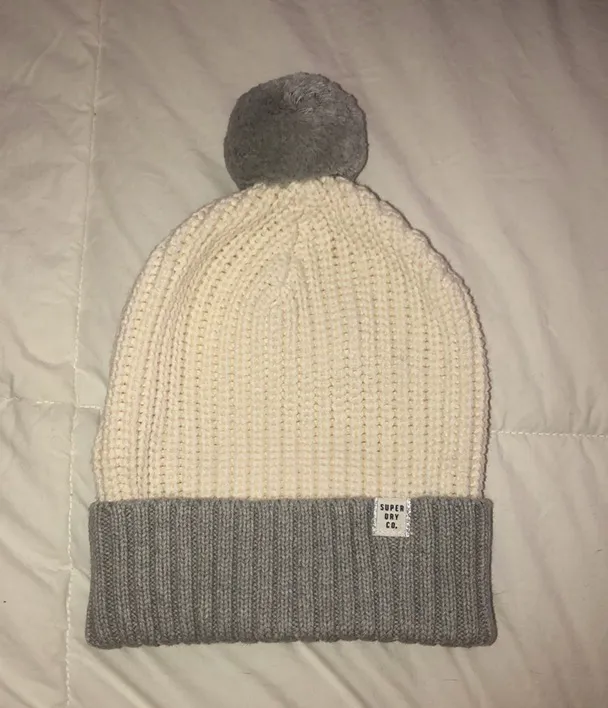 ColorBlock pom Beanie nEW cream & grey White - Image 2