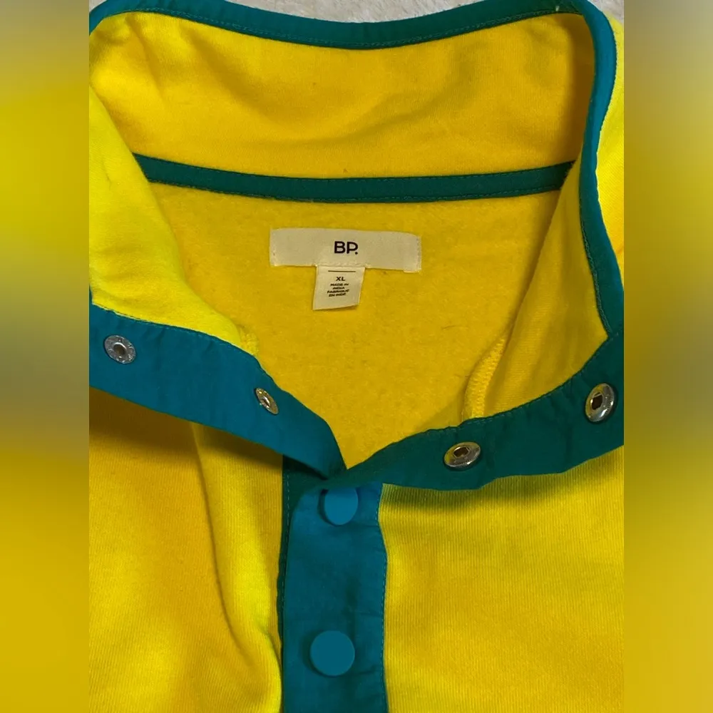 BP yellow and turquoise quarter button up long sleeve pullover. XL​ - Image 3
