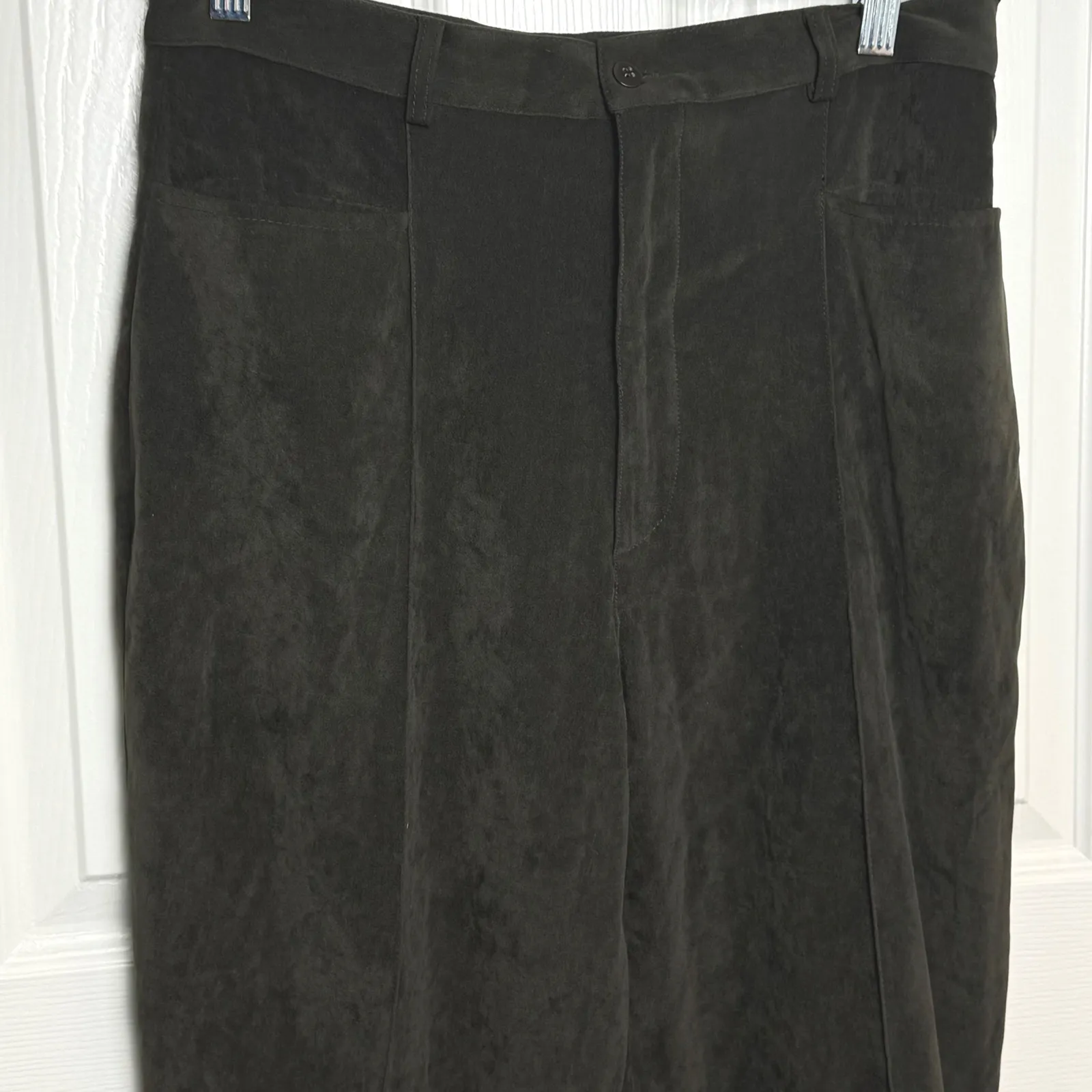 Giorgio Sant Angelo Women's Olive Green Pleated High Waisted Pants Size 12 - Image 2