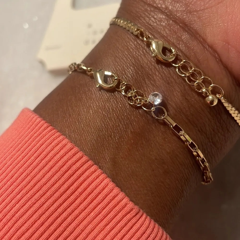 A new day bracelet Cuban link herringbone gold tone fashion jewelry New 2pc - Image 4