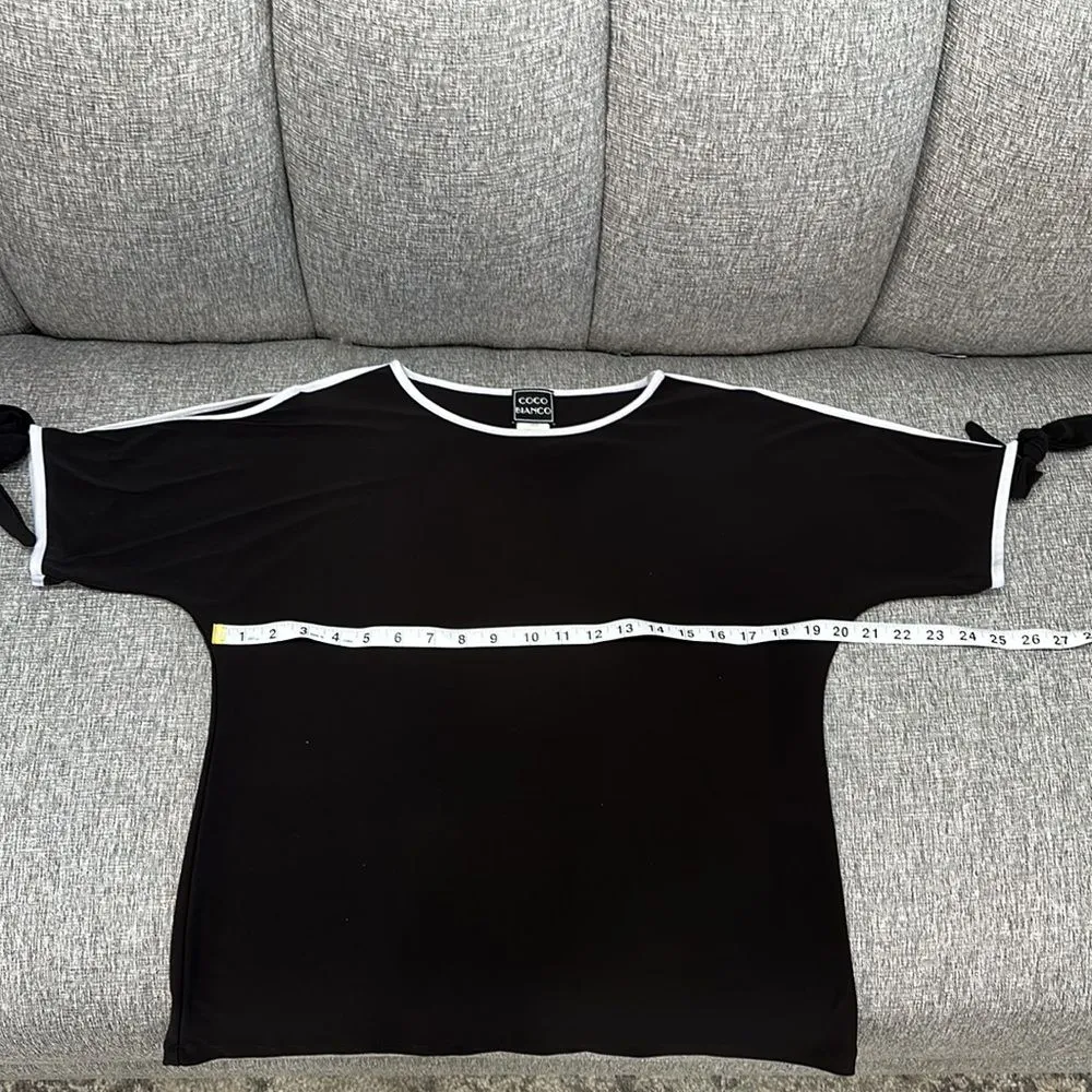 Coco Bianco Women's Black Stretchy Short Sleeves Top Size Small - Image 10