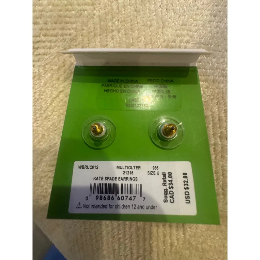 Women's Kate Spade One Size Gold Multicolor Glitter Stud Earrings - Image 7