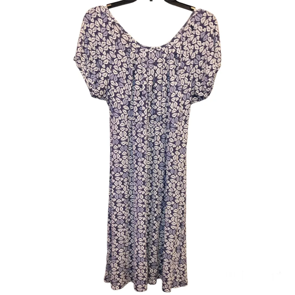 Loft Butterfly Floral‎ Dress Blue White 4 - Image 2