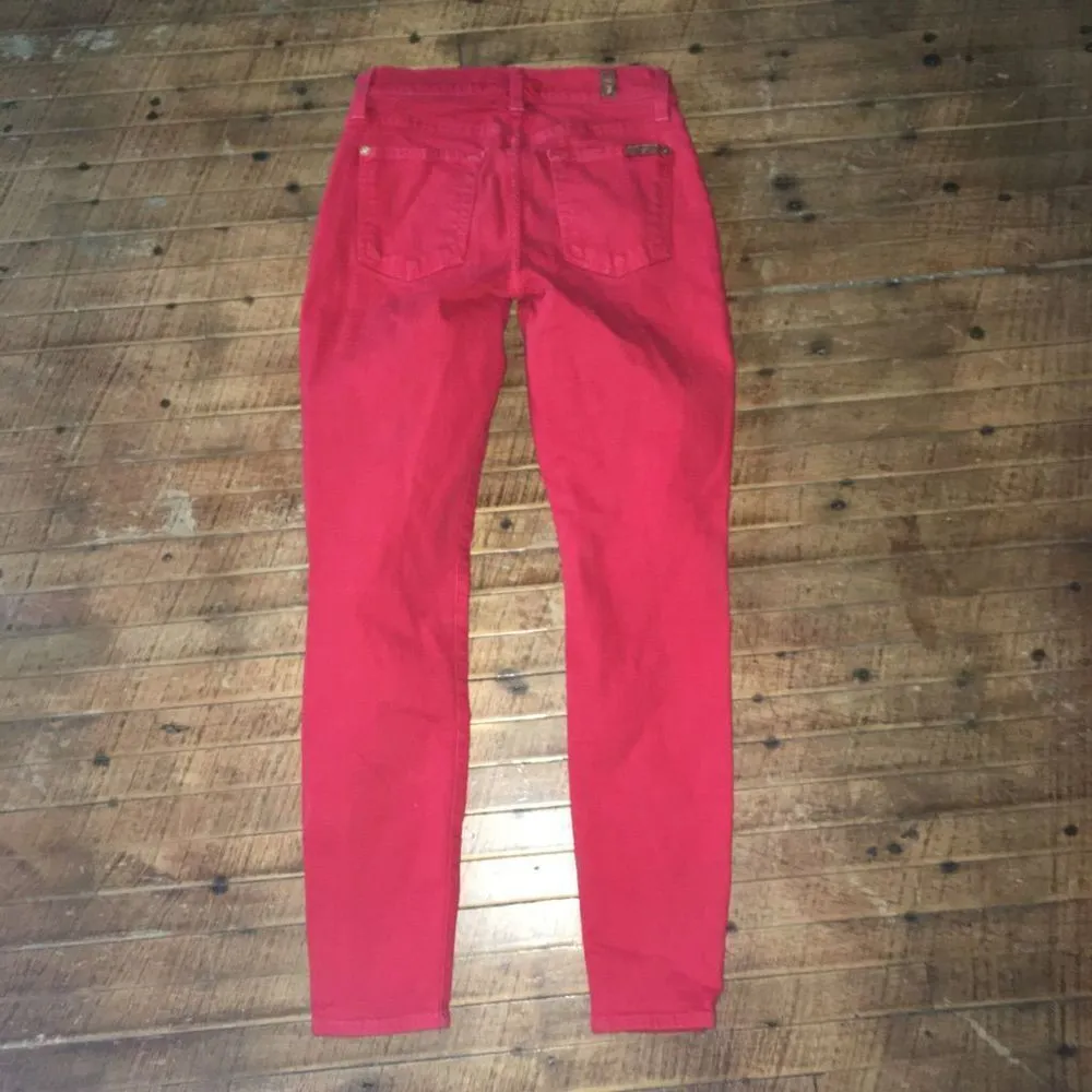 7 for All Mankind red slim size 25 topped jeans - Image 4