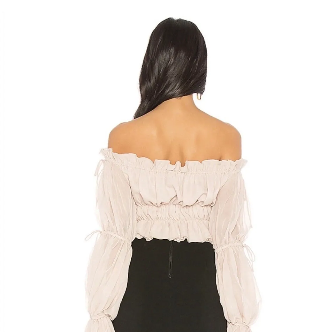 Revolve x Chrissy Teigen Sands Off Shoulder Top Medium Beige Boho Chic Feminine - Image 12