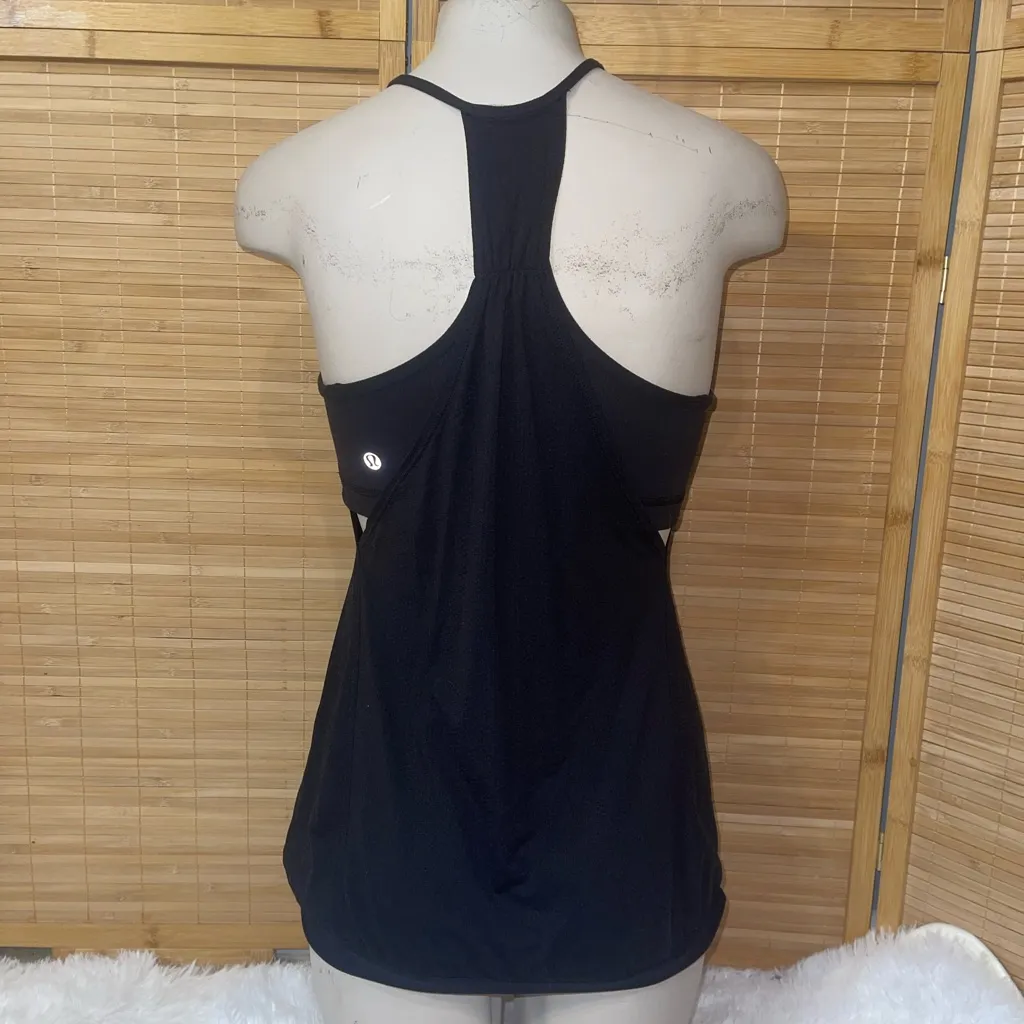 Lululemon black tank top built in sports bra size small woman’s 4 EUC - Image 3