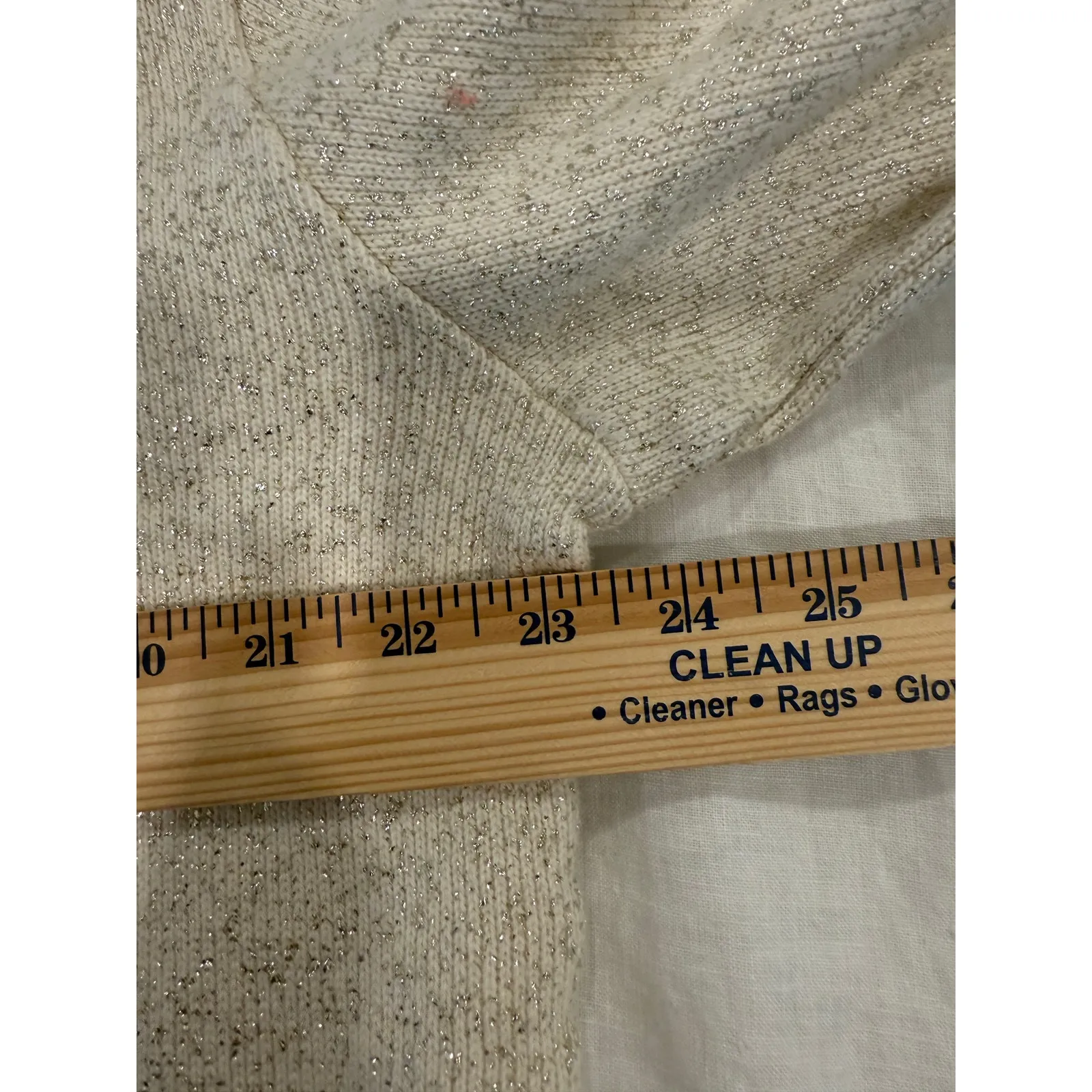 Zara Drop Shoulder Metallic Silver Crop Cotton Sweater Cream Women's Size Large - Image 7