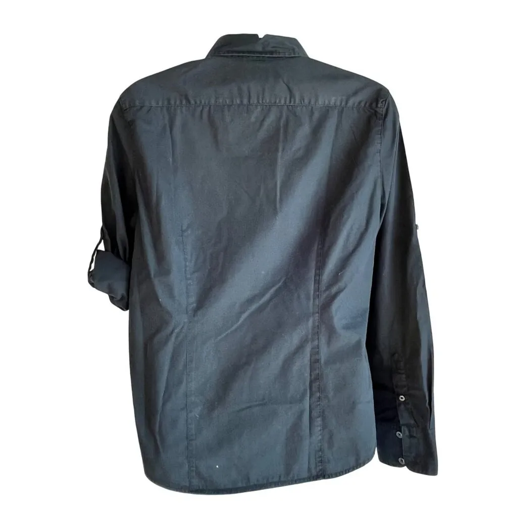 Gap Black Long Sleeve Button-Up Shirt M Womens Casual Cotton 87v - Image 3