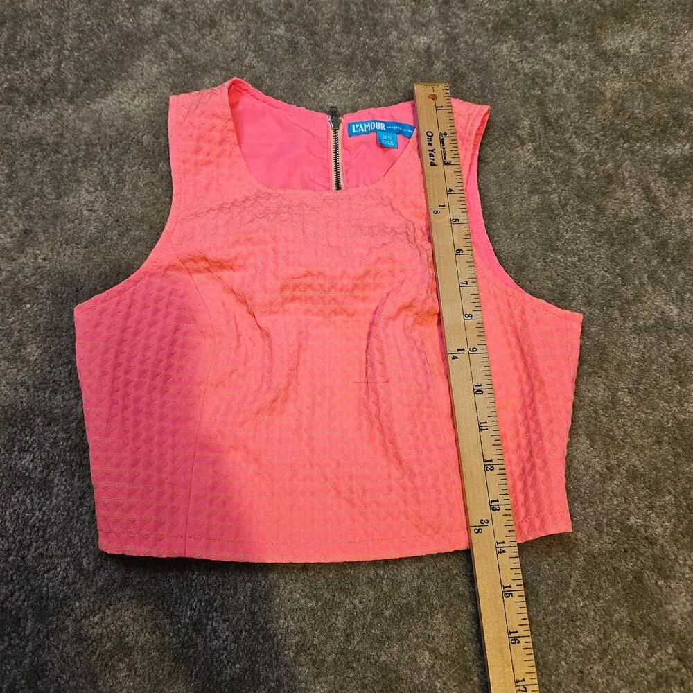 L Amour Nanette Lepore Neon Pink Cropped Top Size Extra Small XS Summer Bright - Image 8