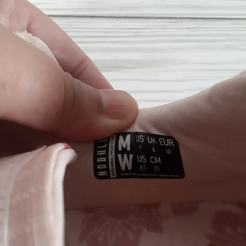 Pink and White Floral Sneakers with Cushioned Sole Nobull Cherry Ripstop 8.5 - Image 6