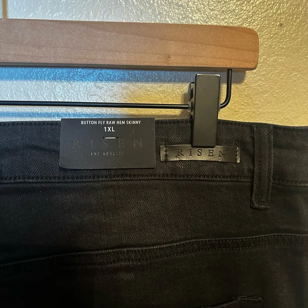 Risen Button‎ Fly Raw Hem Skinny Jeans Black Size undefined - Image 5