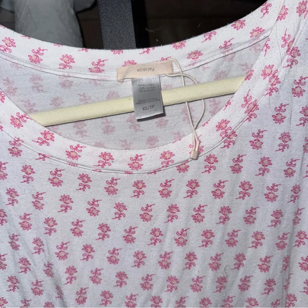 Eberjey pajamas gisele modal long sleeve tee top block floral print drawstring - Image 3