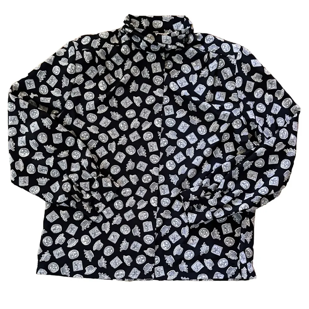 Pendleton Sophisticates Vintage Women’s Petite 14 Black Royalty Print Button Up - Image 2