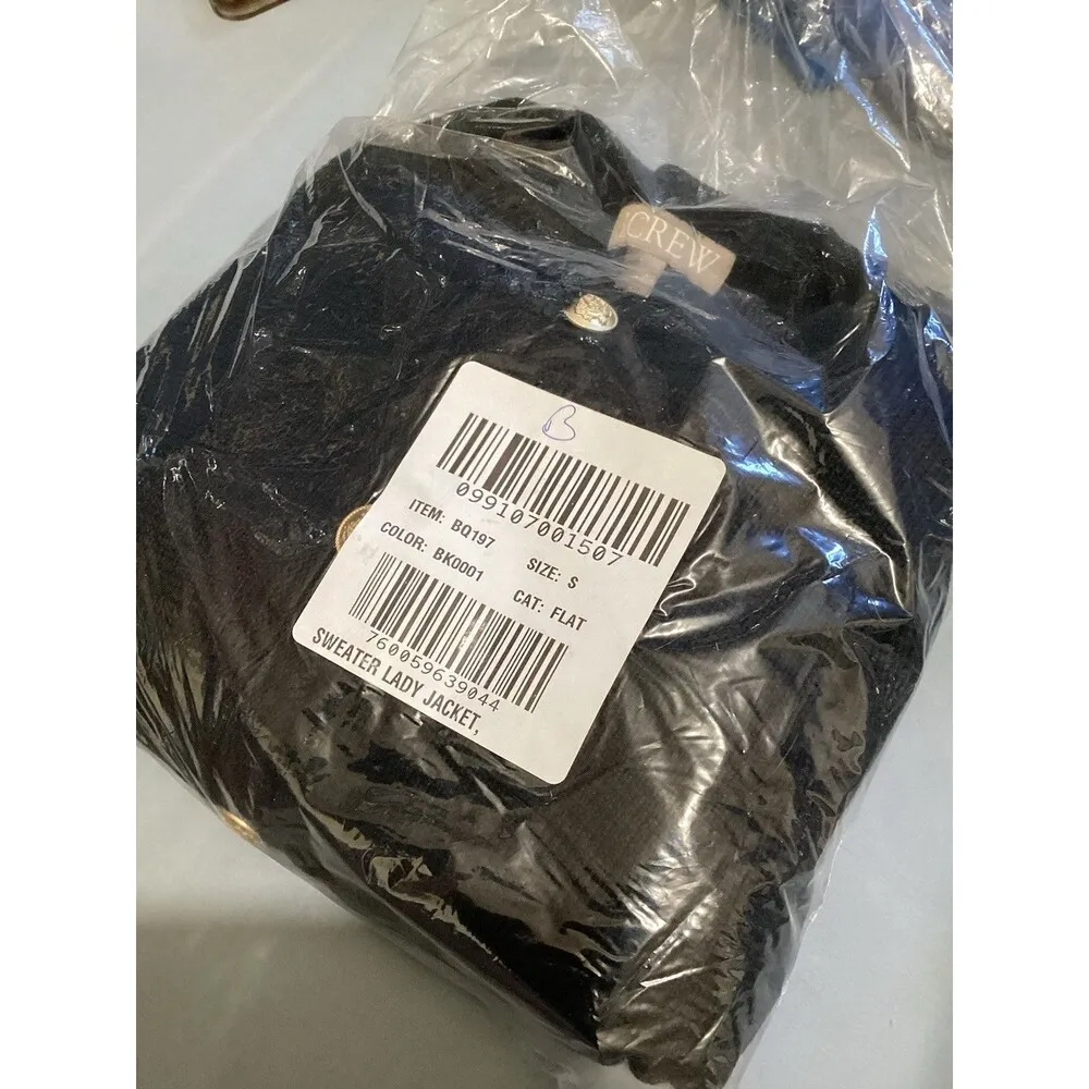 J. Crew Relaxed Emilie Sweater Lady Jacket White Black Cotton Knit S - Image 10