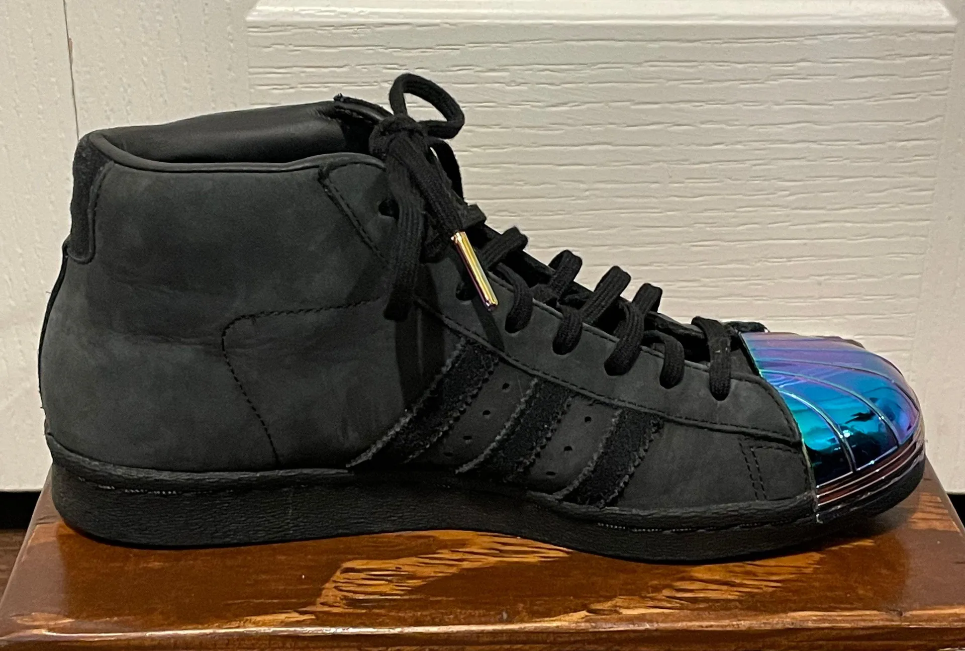 Pro Model Suede Superstar Metal Toe Midtop Sneakers Shoes Black Size 6.5 - Image 5