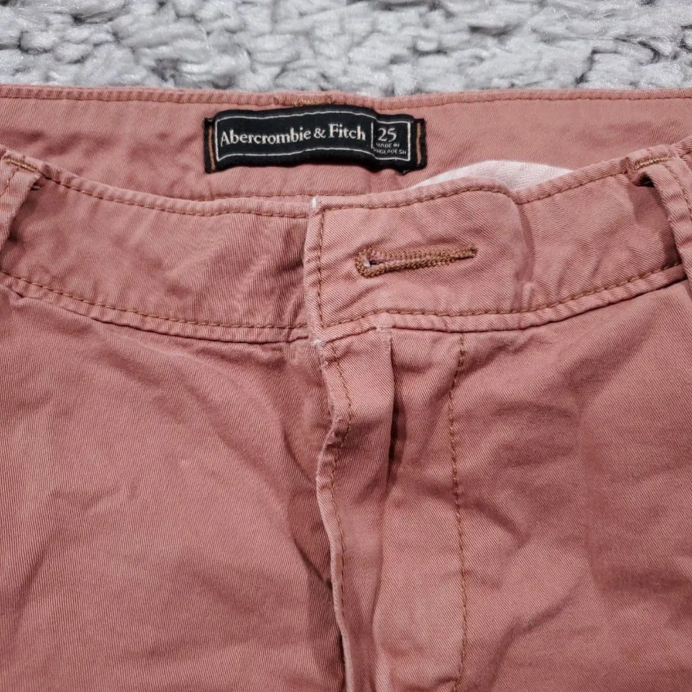 Abercrombie Low Rise Y2K Style Chino Shorts Pink Stretch Shortie Size 25 - Image 6
