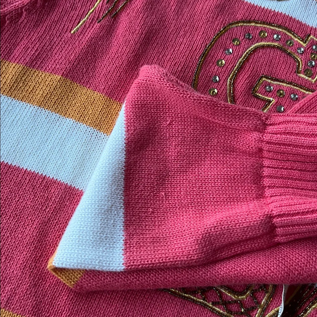 Vintage 90s IB Diffusion Sport Golf Stripe Sweater Pearl Medium Pink - Image 7