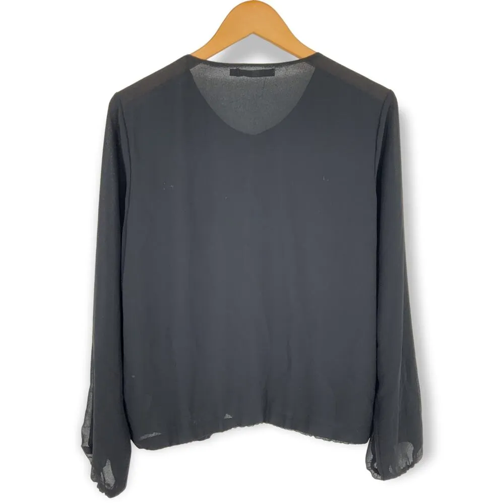 Hazel | Medium | Sequin & Beaded Lightweight Zip Up Bomber Jacket Style Sweater Black - Image 8