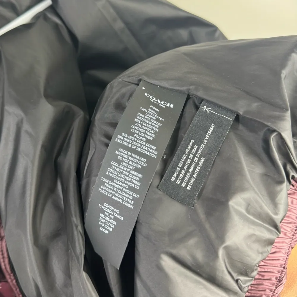 COACH Fair Isle Puffer Winter Jacket Size Large Red Wine, Burgundy, White, Black - Image 8