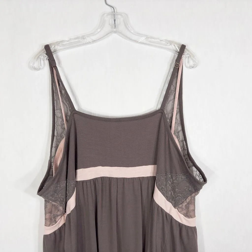 Cacique Plus Size‎ 26 28 Nightgown Sleep Pajamas Mini Brown Dusty Pink Lace 1677 - Image 5