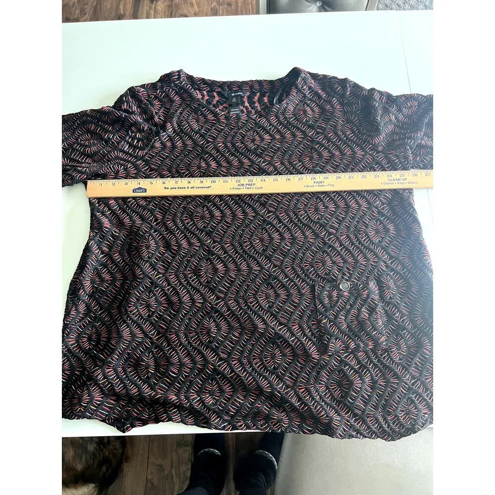 Ali Miles womens tunic 2X black with colorful yarn woven in 3/4 sleeves pocket - Image 6